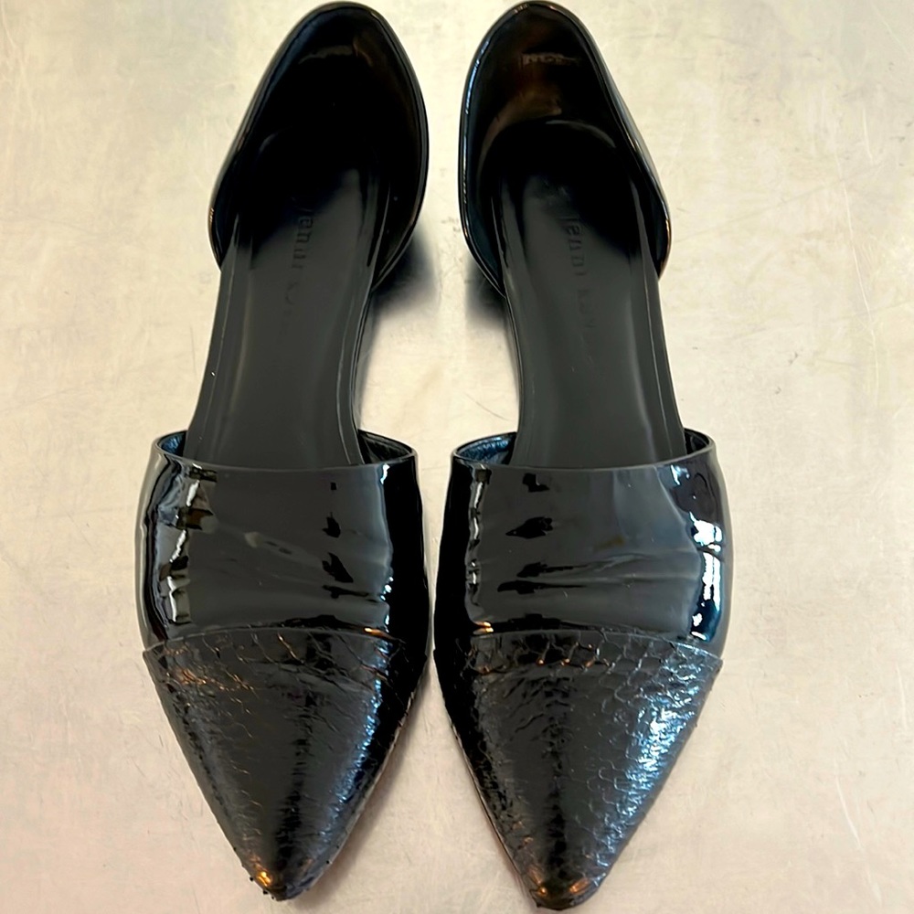Jenni Kayne Black Patent & Snakeskin Black Dorsay Flat Sz 39EU/8M US. A staple!